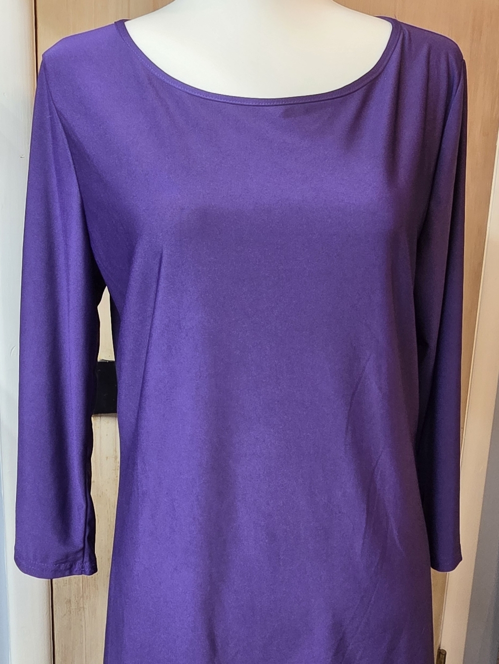 Lily Purple Scoop-Neck Long Sleeve Tunic Top - Large